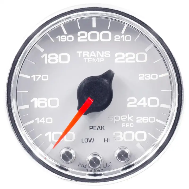 Autometer Spek-Pro Transmission Temperature Gauge – 2-1/16", 300°F Range, Stepper Motor, White/Chrome Dial 1