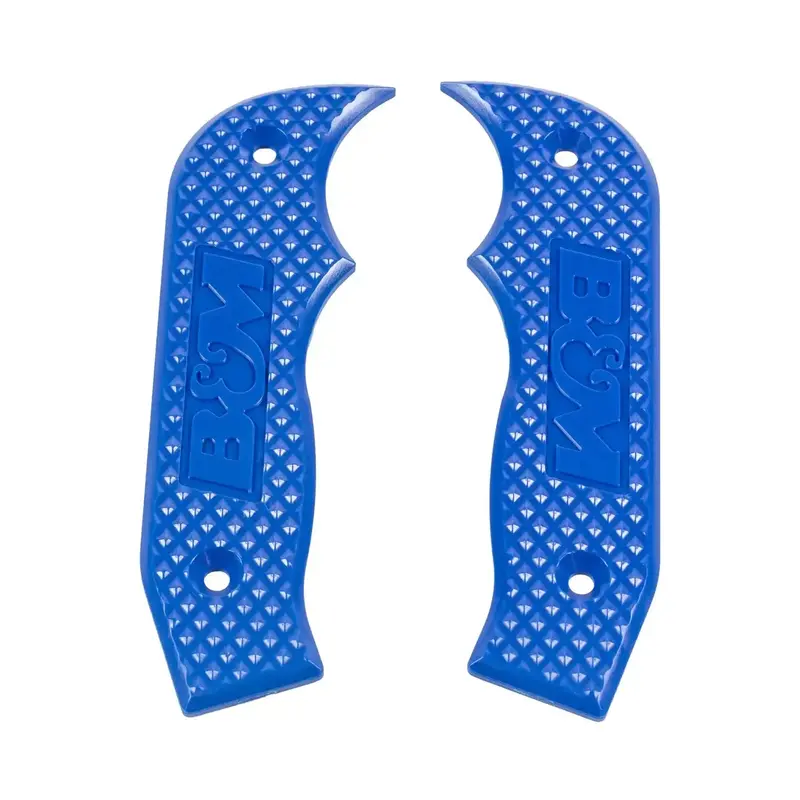 B&M Magnum Grip Side Plates – Blue Polycarbonate With Diamond-Texture Surface 1
