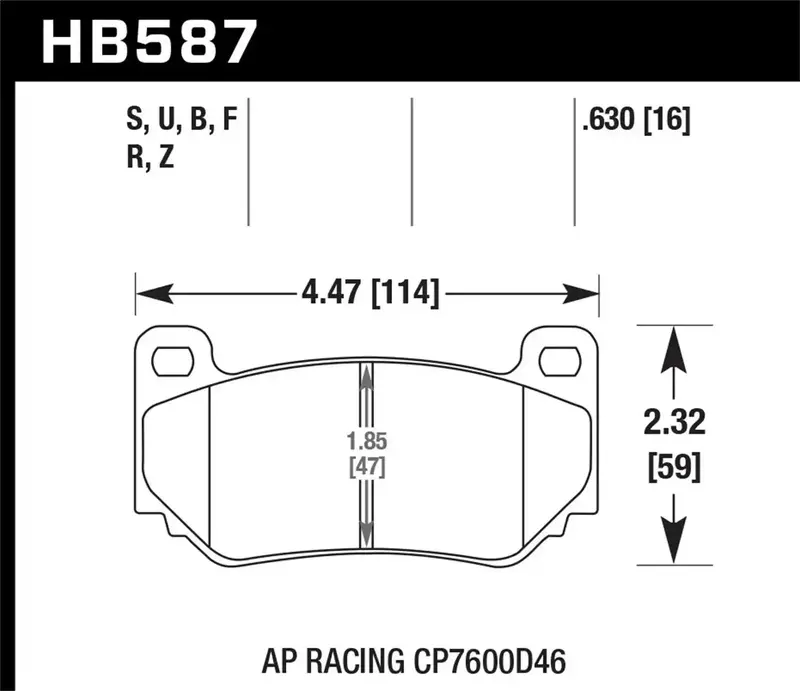 Hawk Hp Plus Brake Pads (Hb587N.630) – 0.630" Thickness, Ap Racing-Compatible 1