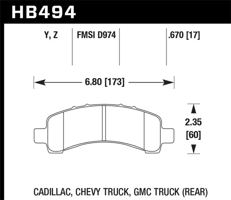 Hawk Performance Hb494Z.670 Ceramic Brake Pads – 0.670" Thickness 1