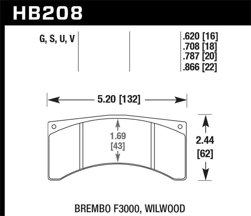 Hawk Performance Ht-10 Front Brake Pads – 0.708" Thickness, Brembo-Compatible 1