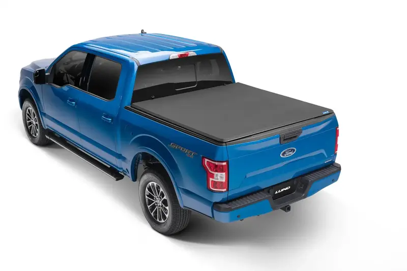 Lund Genesis Tri-Fold Tonneau Cover – Black With Utili-Track Adapter Kit 1